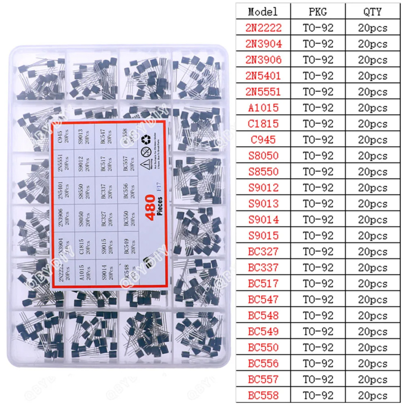 480Pcs 24Types NPN PNP Transis - Mosfet Transistor Set recension och pris