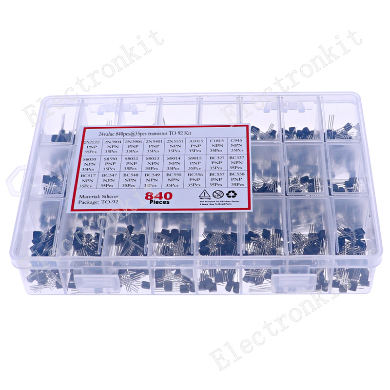 840pcs 24Values TO-92 PNP/NPN  - Mosfet Transistor Set recension och pris